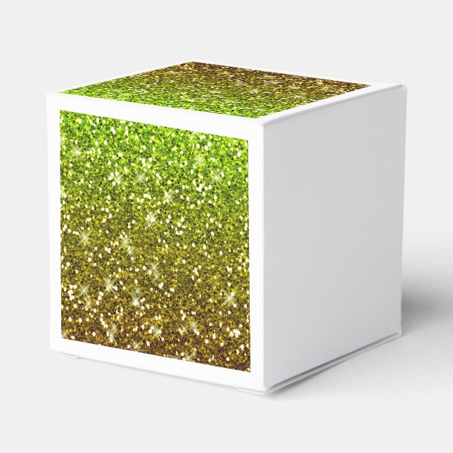 Shimmering Light Green Gold Glitters Favor Box (Back Side)