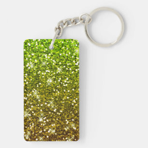 Shimmering Light Green Gold Glitters Keychain