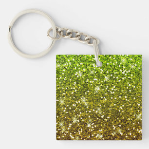 Shimmering Light Green Gold Glitters Keychain