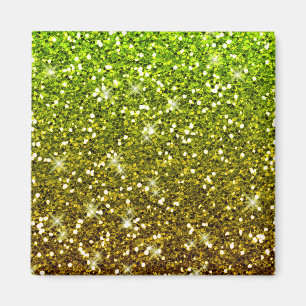 Shimmering Light Green Gold Glitters Magnet