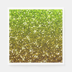 Shimmering Light Green Gold Glitters Napkin