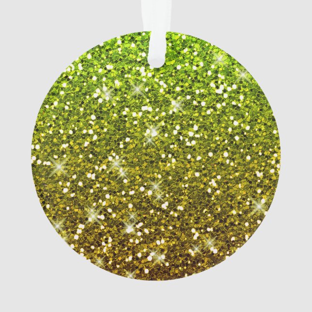 Shimmering Light Green Gold Glitters Ornament (Back)
