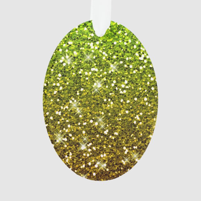 Shimmering Light Green Gold Glitters Ornament (Back)