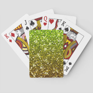 Shimmering Light Green Gold Glitters Playing Cards