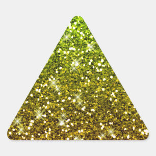 Shimmering Light Green Gold Glitters Triangle Sticker