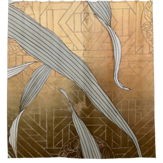 Shimmering Metallic Gold Leaf Geometric  (Front)
