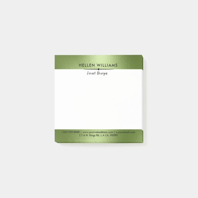 Shimmering Minimalistic Modern Green Background Post-it Notes (Front)
