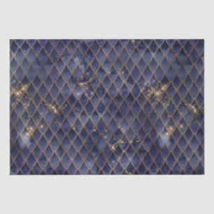 Shimmering Navy & Gold Sparkles Dragon Scales Tissue Paper