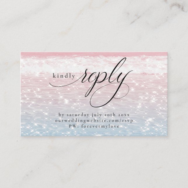 Shimmering Ocean Waters  RSVP Business Card (Front)