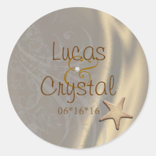 Shimmering One Seashell Gold Save The Date Sticker