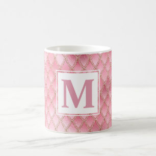 Shimmering Pale Pink & Gold Glitter Dragon Scales Coffee Mug