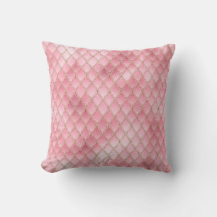 Shimmering Pale Pink & Gold Glitter Dragon Scales Throw Pillow