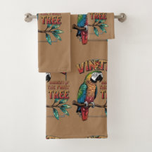 Shimmering Parrot on Fruit Tree Branch