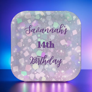 Shimmering Pastel Birthday Party Plates Design
