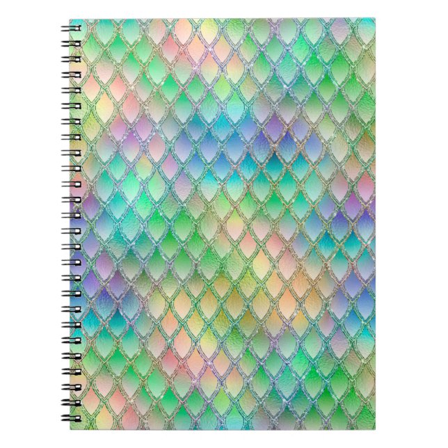 Shimmering Pastel Rainbow & Glitter Dragon Scales Notebook (Front)