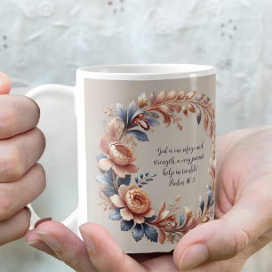 Shimmering Peach and Blue Customizable Bible Verse Coffee Mug