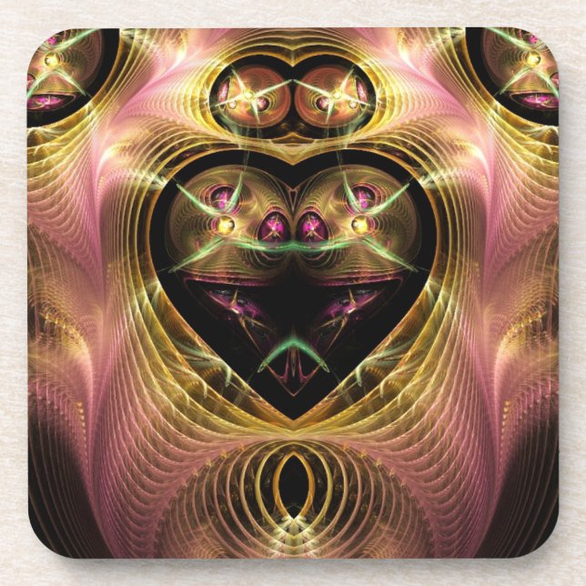 Shimmering Pink and Gold Swirls Coaster (Front)