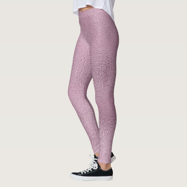 Shimmering Pink Glass Design Leggings (Left)