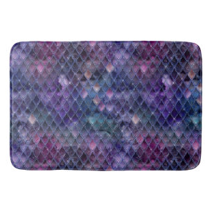 Shimmering Purple Ombre & Glitter Dragon Scales Bath Mat