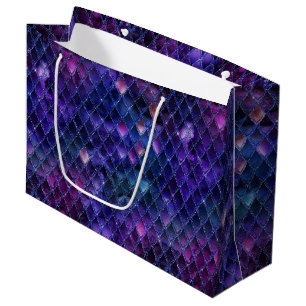 Shimmering Purple Ombre & Glitter Dragon Scales Large Gift Bag