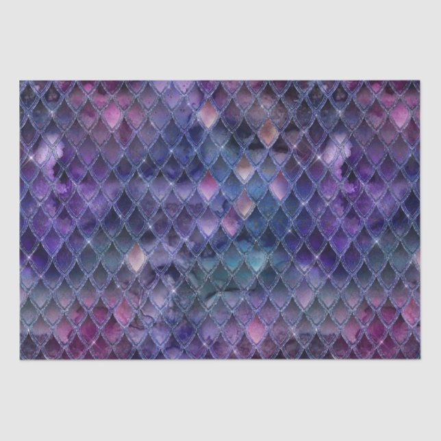 Shimmering Purple Ombre & Glitter Dragon Scales Tissue Paper (Front)