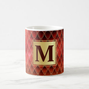 Shimmering Red Ombre Glitter Dragon Scales Coffee Mug