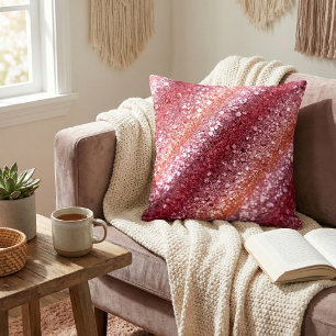 Shimmering Rose Glitter Gradient Throw Pillow