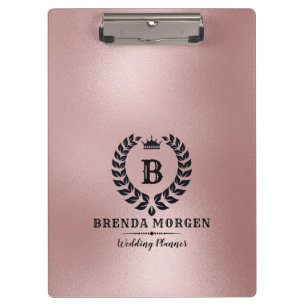 Shimmering Rose-gold Background Laurel Wreath Clipboard