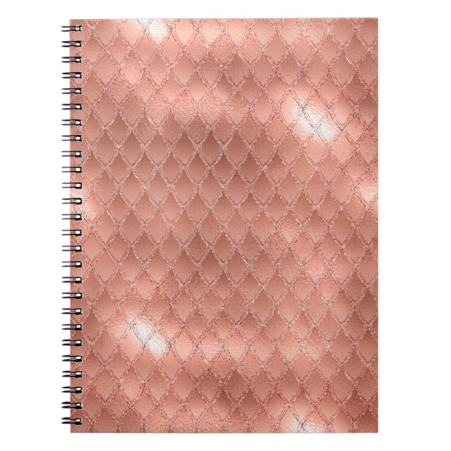 Shimmering Rose Gold Glitter Dragon Scales Notebook (Front)