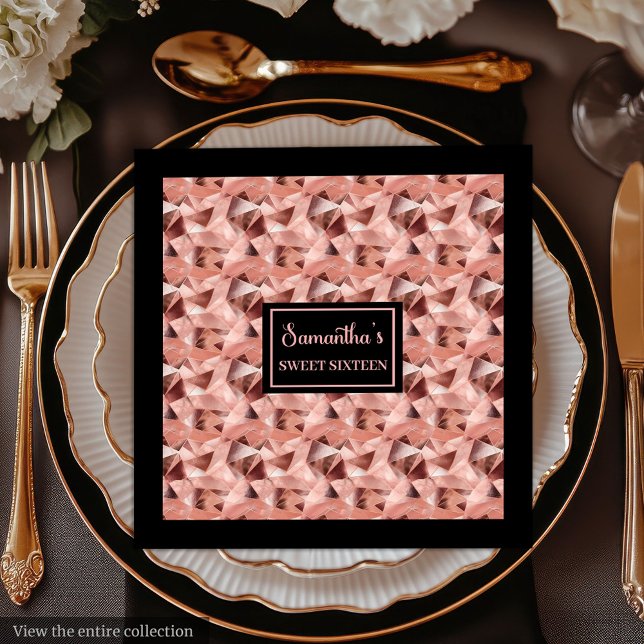 Shimmering Rose Gold Personalized Napkins Luxury (Shimmering Rose Gold Napkins Luxury Celebration)