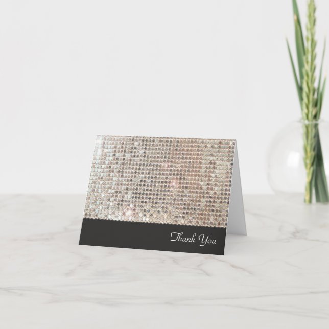 Shimmering Sequins Thank You  Note Card (Front)