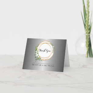 Shimmering Silver And Golden Rings Thank You Card