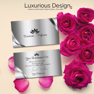 Shimmering Silver Details with Pretty Petals Business Card