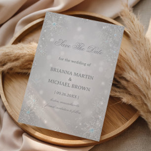 Shimmering Silver Frosted Winter Elegance Save The Date