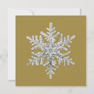 Shimmering Silver Snowflake Crystal on Gold Matte Holiday Card