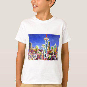 Shimmering Skyline Of Seattle With Space Needle T-Shirt