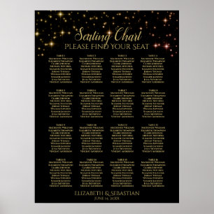 Shimmering Sparkles 16 Table Wedding Seating Chart