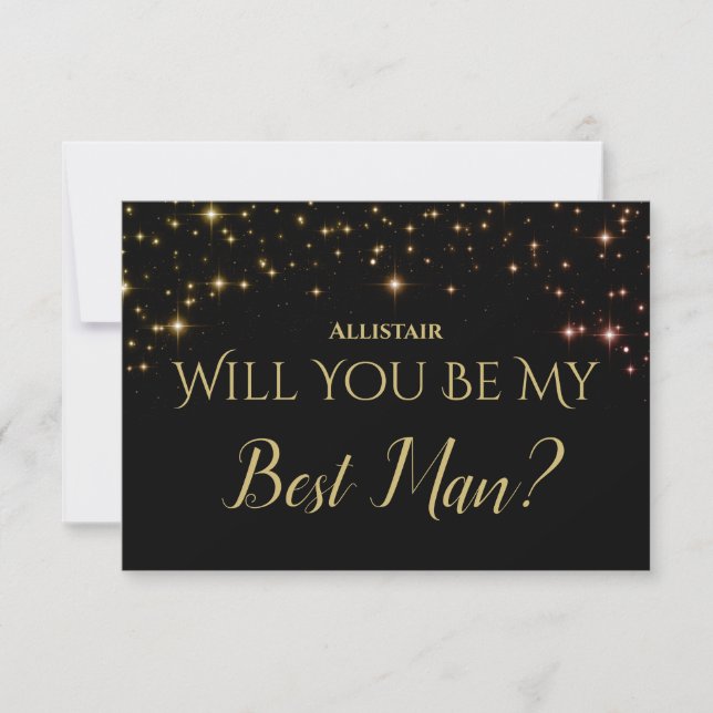 Shimmering Sparkles Will you be my Best Man RSVP Card (Front)