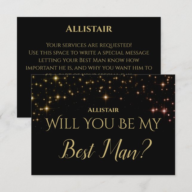 Shimmering Sparkles Will you be my Best Man RSVP Card (Front/Back)