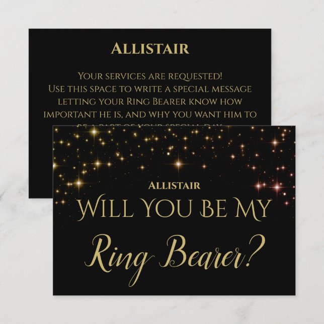 Shimmering Sparkles Will you be my Ring Bearer RSVP Card (Front/Back)