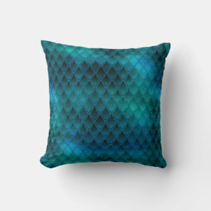 Shimmering Teal & Glitter Dragon Scalesw Throw Pillow