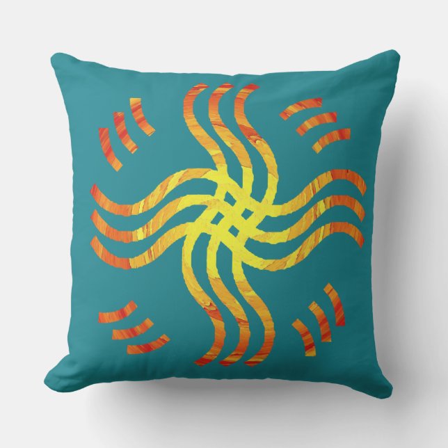 Shimmering Tribal Sun Throw Pillow (Front)