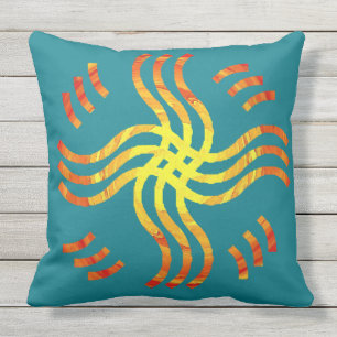 Shimmering Tribal Sun Throw Pillow