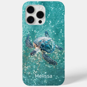 Shimmering Turquoise Sea Turtle   Coastal iPhone 15 Pro Max Case