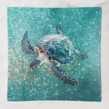 Shimmering Turquoise Sea Turtle | Coastal