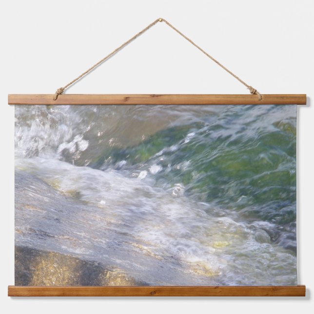 Shimmering Water on Rocks Wood Wall Tapestry (Front)