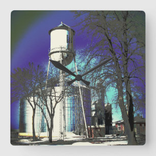 Shimmering Water Tower  Square Wall Clock
