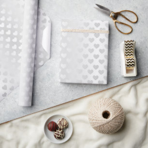 Shimmering White Wedding Hearts Wrapping Paper