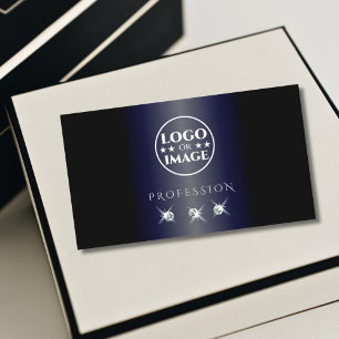Shimmery Blue Black Sparkling Diamonds with Logo Business Card