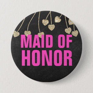 Shimmery Chic Maid of Honour Button Pin